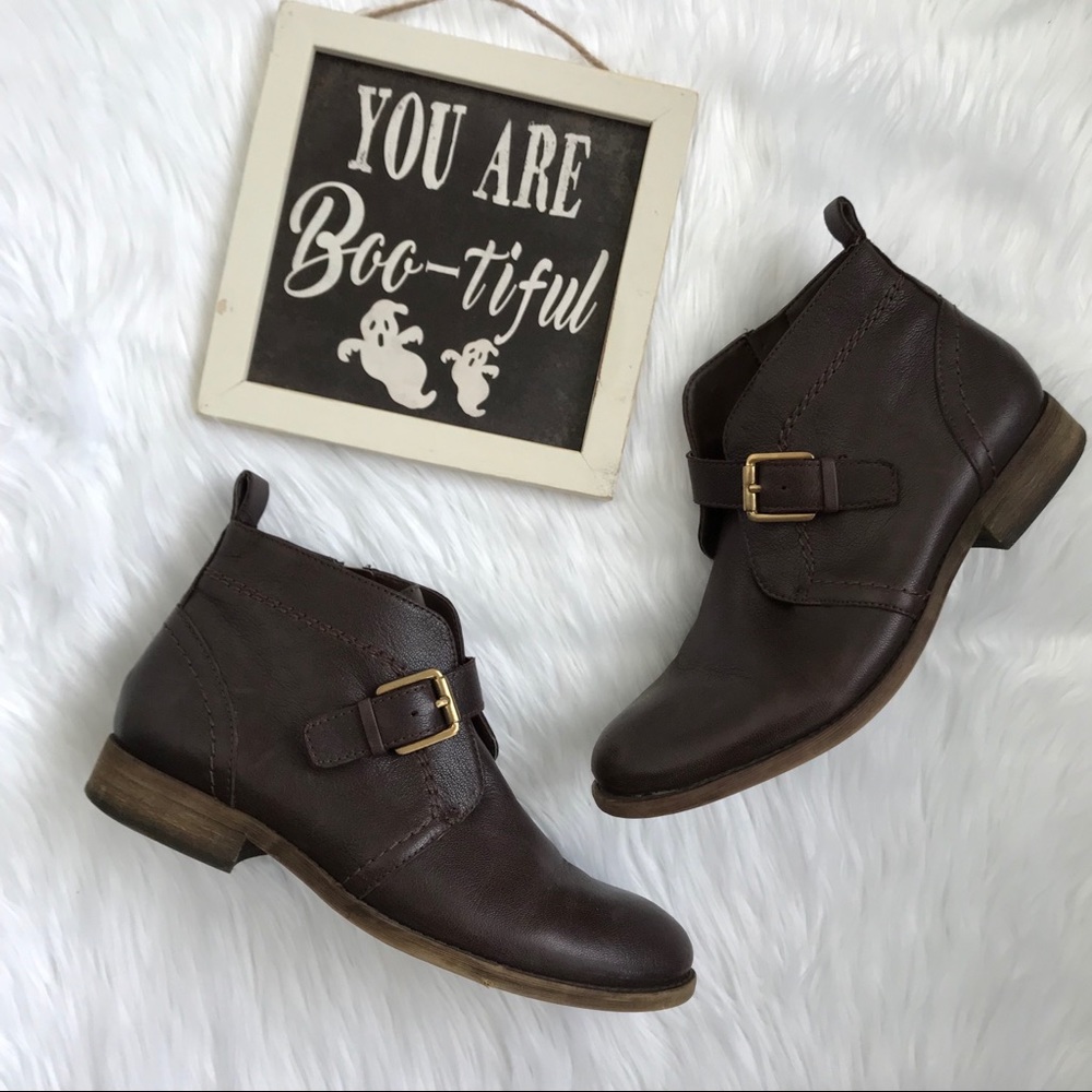 Franco Sarto Leather Buckle Ankle Boots